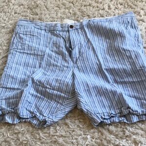 Blue and White Striped Shorts